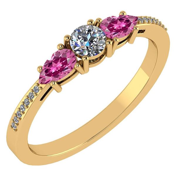 Certified 0.77 Ctw Pink Tourmaline And Diamond 14k Yell