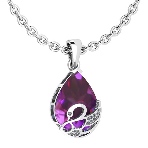 Certified 7.40 Ctw Amethyst And Diamond VS/SI1 Necklace