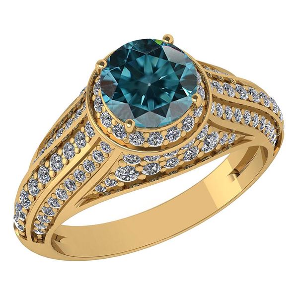 Certified 2.30 Ctw Treated Fancy Blue Diamond And White