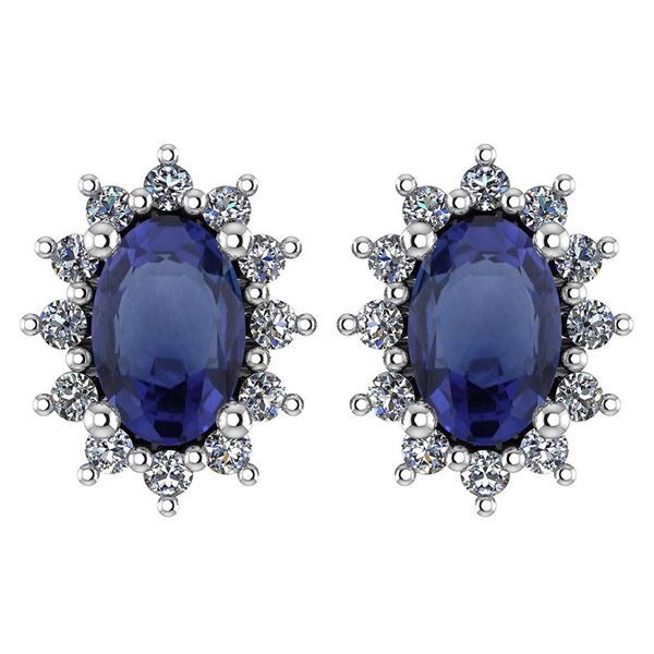 Certified 1.24 Ctw Blue Sapphire And Diamond 14k White