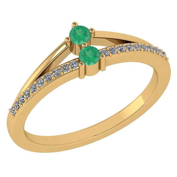 Certified 0.22 Ctw Emerald And Diamond 14k Yellow Gold
