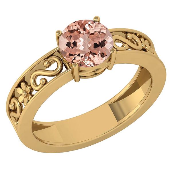 Certified 1.25 Ctw Morganite Solitaire Ring with Filigr