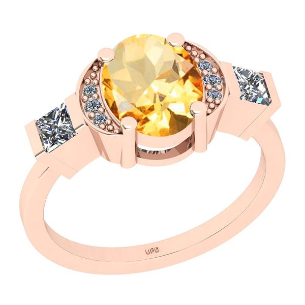 Certified 1.91 Ctw I2/I3 Citrine And Diamond 10K Rose G