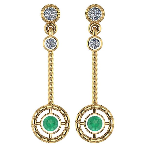 Certified 0.31 Ctw Emerald And Diamond Wedding/Engageme