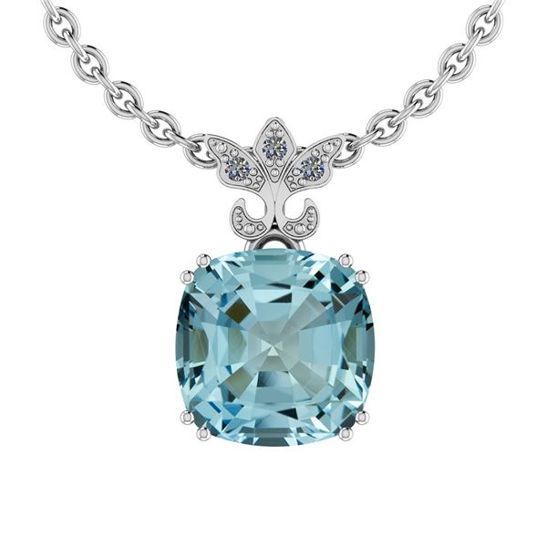 Certified 2.53 Ctw Blue Topaz And Diamond VS/SI1 18K Wh