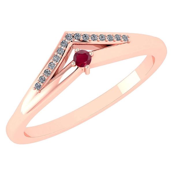 Certified 0.07 Ctw Ruby And Diamond 14k Rose Gold Halo