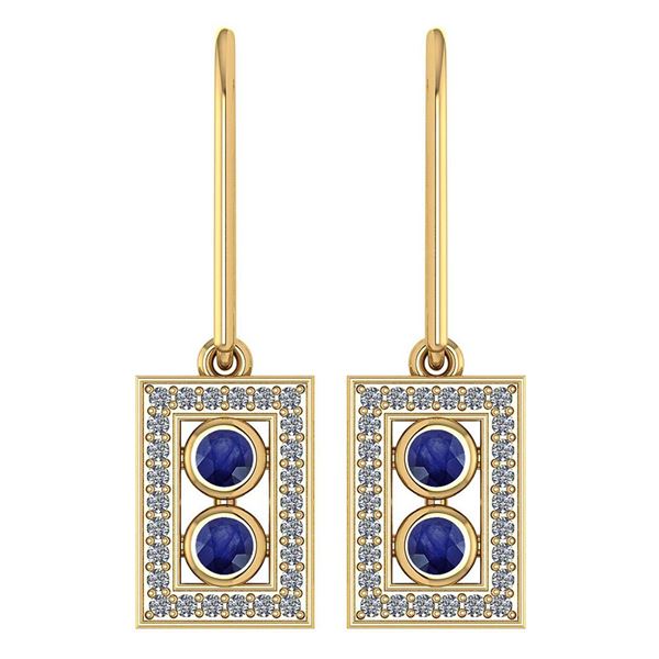 Certified 0.63 Ctw Blue Sapphire And Diamond Wedding/En