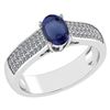 Image 1 : Certified 1.2Ctw Blue Sapphire And Diamond 14k White Go