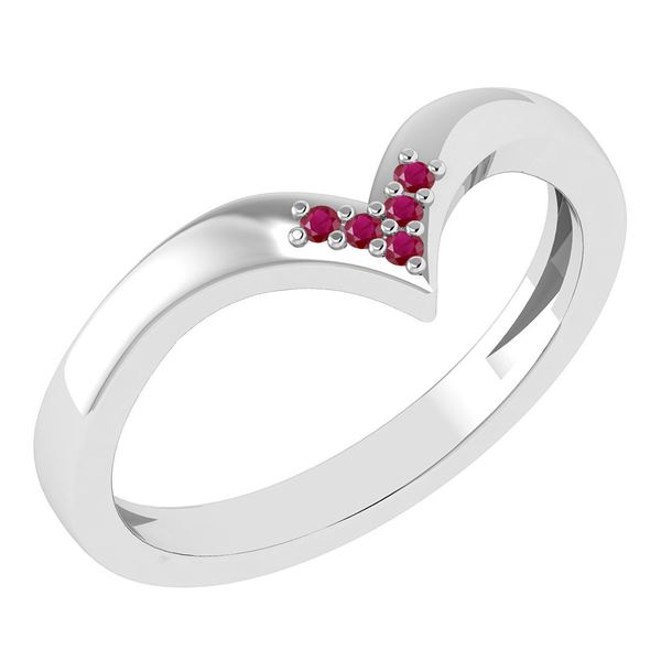 Certified 0.03Ctw Ruby And Diamond 14k White Gold Band