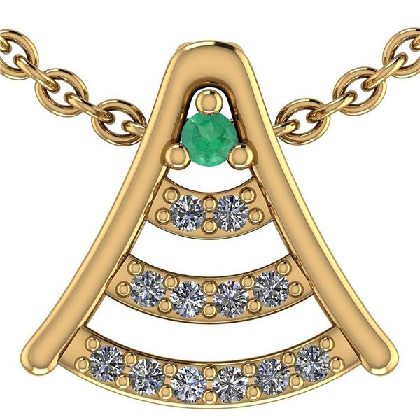 Certified 0.075 Ctw Emerald And Diamond 14k Yellow Gold