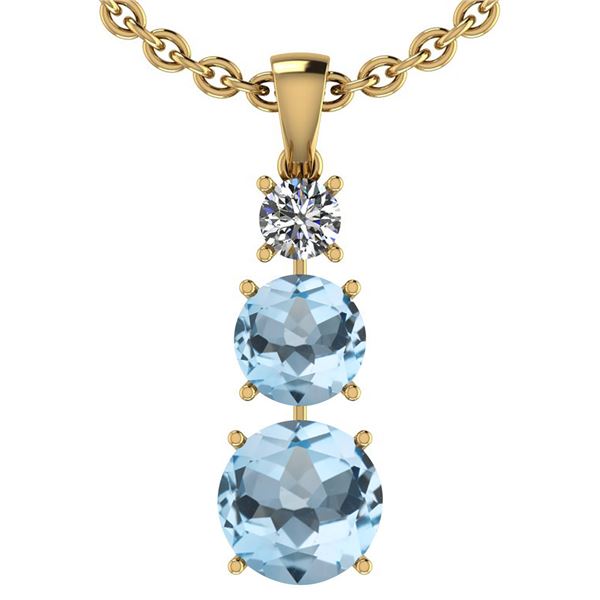 Certified 3.50 Ctw Blue Topaz And Diamond I1/I2 10K Yel