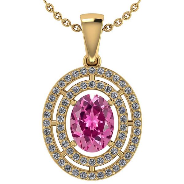Certified 1.56 CTW Pink TourmalineAnd Diamond 14k Yello
