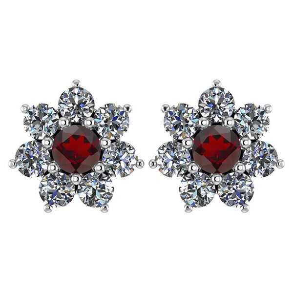 Certified 1.86 Ctw Garnet And Diamond Platinum Halo Stu