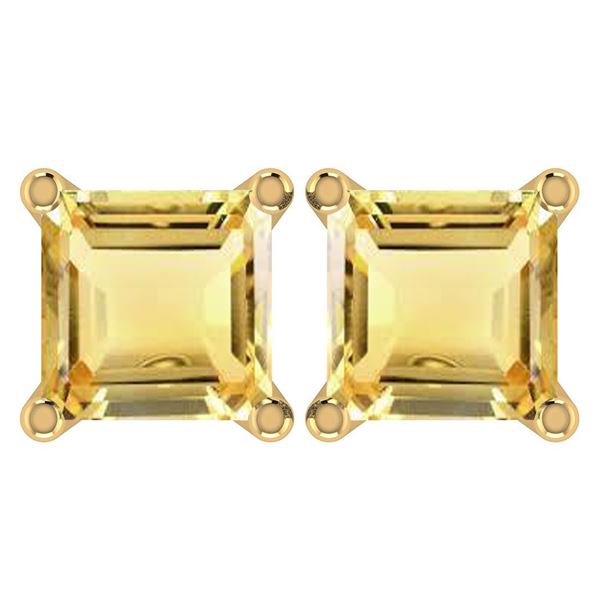 Certified 6.00Ctw Genuine Citrine 14K Yellow Gold Stud