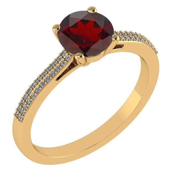 Certified 1.37 Ctw Garnet And Diamond 14k Yellow Gold H
