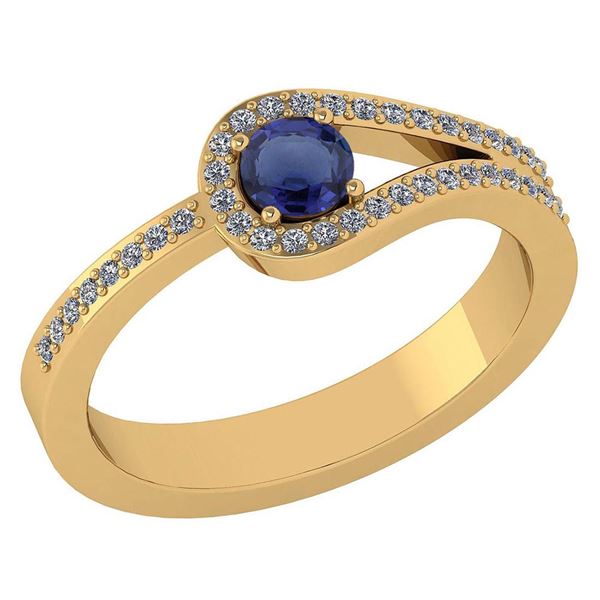 Certified 1.30 Ctw Blue Sapphire And Diamond 14k Yellow