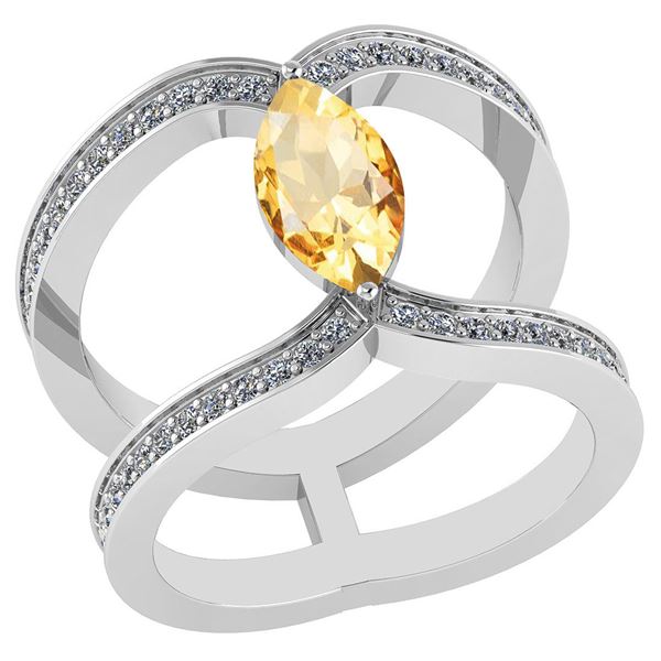 Certified 1.52 Ctw Citrine And Diamond VS/SI1 Ring 18K
