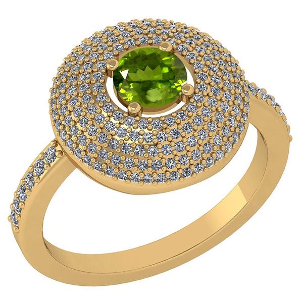 Certified 0.99 CTW Peridot And Diamond 14k Yellow Gold