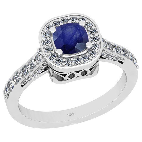 Certified 1.01 Ctw I2/I3 Blue Sapphire And Diamond 14K