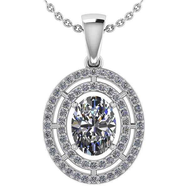 Certified 1.56 CTW Diamond 14k White Gold Halo Pendant