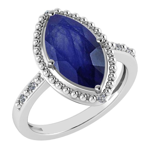 Certified 1.58 Ctw Blue Sapphire And Diamond VS/SI1 Rin