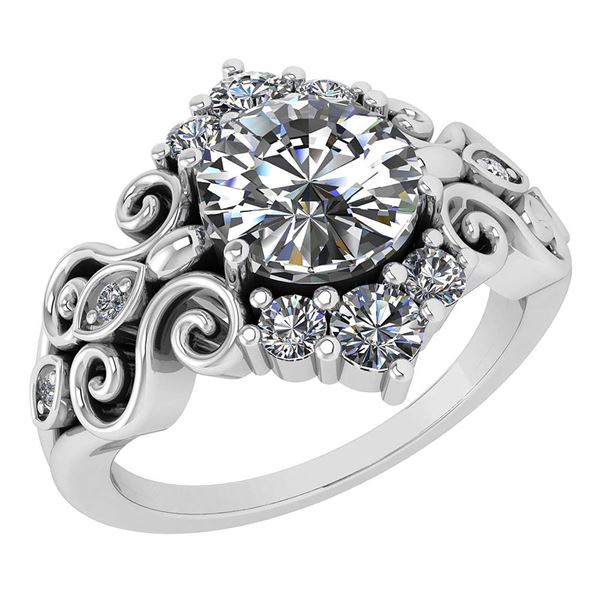Certified 1.65 Ctw Diamond Wedding/Engagement 14K White