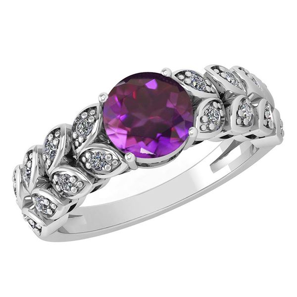 Certified 1.47 Ctw Amethyst And Diamond Wedding/Engagem