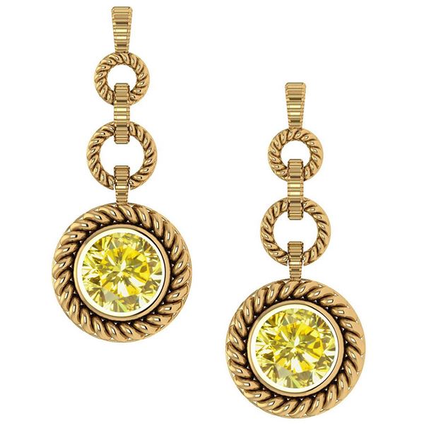 Certified 5.00 Ctw Treated Fancy Yellow Diamond Wedding