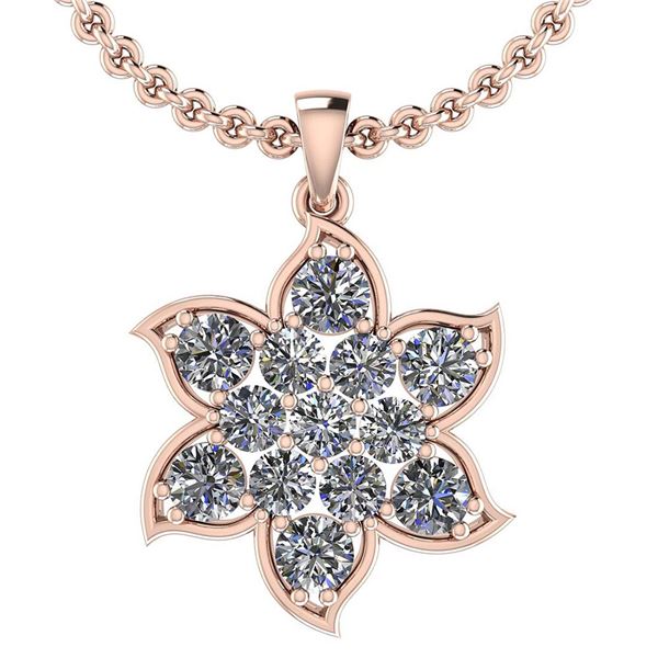 Certified 1.72 Ctw Diamond I1/I2 14K Rose Gold Pendant