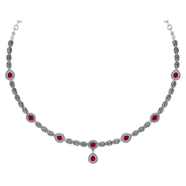 Certified 18.49 Ctw Ruby And Diamond Necklace For Ladie