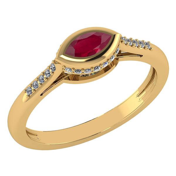 Certified 0.38 Ctw Ruby And Diamond 18k Yellow Gold Hal