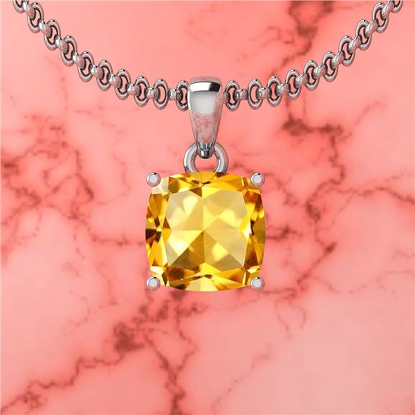 Certified 2.00 Ctw Citrine 18K White Gold Solitaire Pen