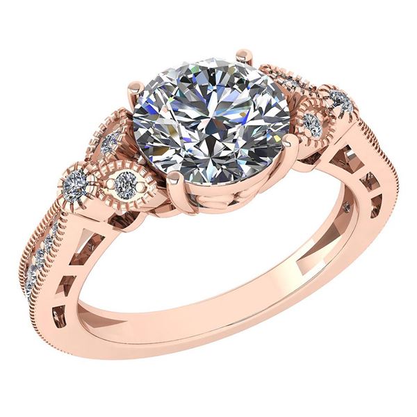 Certified 2.00 Ctw Diamond Engagement /Wedding 14K Rose