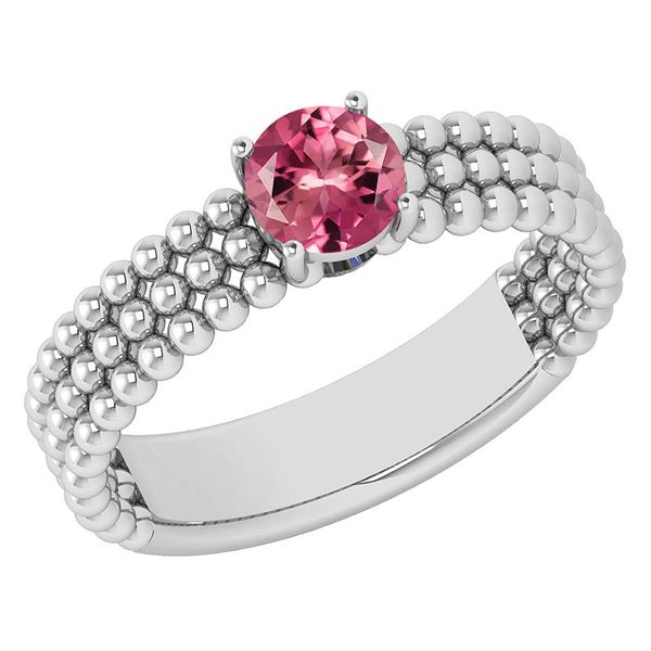 Certified 0.50 Ctw Pink Tourmaline Solitaire 14K White