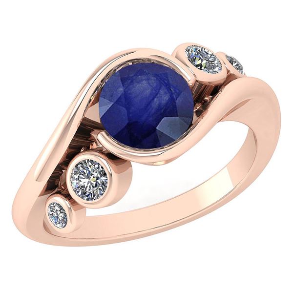 Certified 1.51 Ctw Blue Sapphire And Diamond VS/SI1 Hal