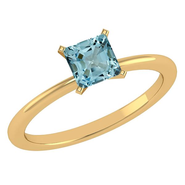 Certified 0.75 Ctw Aquamarine 18k Yellow Gold Ring