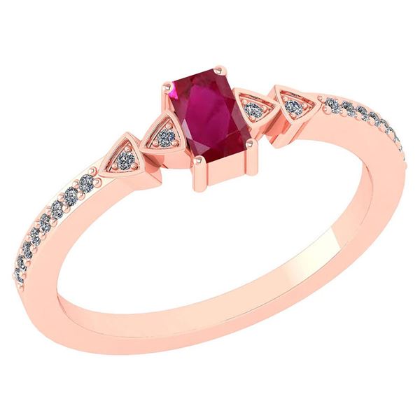 Certified 0.39 Ctw Ruby And Diamond 14k Rose Gold Halo