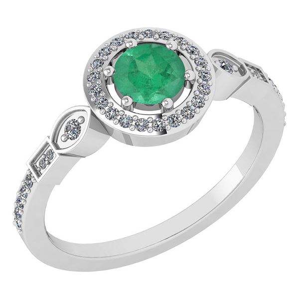 Certified 0.65 Ctw Emerald And Diamond Platinum Gold Ha