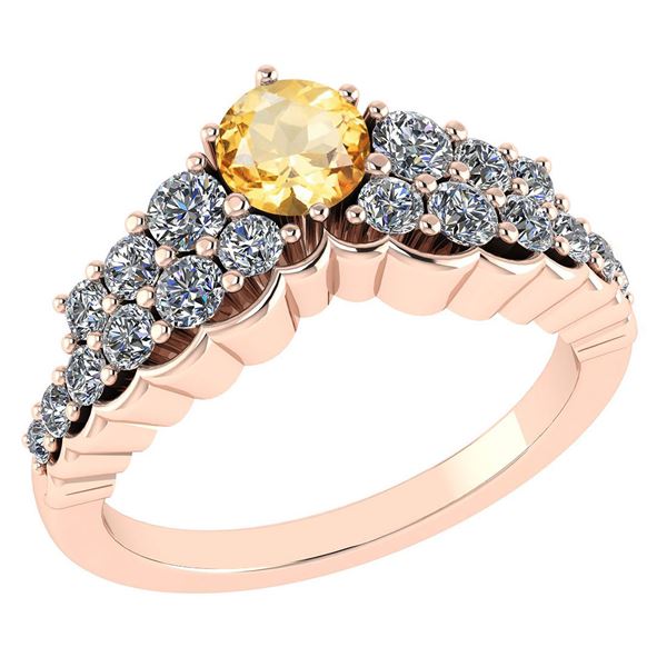 Certified 0.95 Ctw Citrine And Diamond VS/SI1 Ring 14K