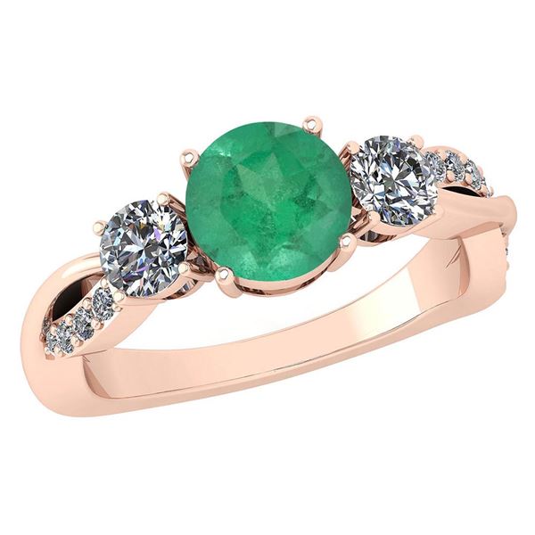 Certified 1.86 Ctw Emerald And Diamond VS/SI1 3 Stone R