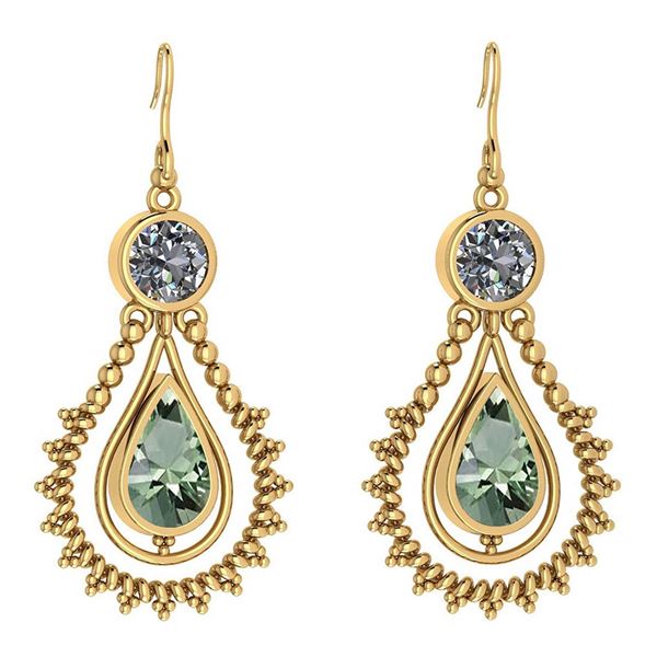 Certified 5.18 Ctw Green Amethyst And Diamond SI2/I1 Da