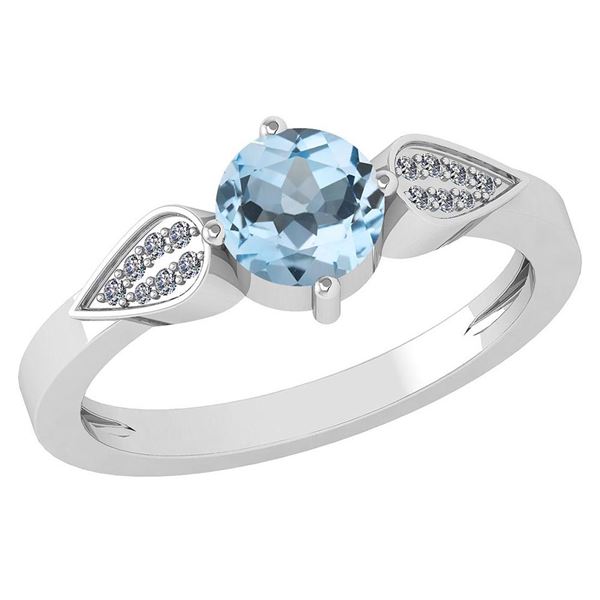 Certified 1.12 Ctw Aquamarine And Diamond 14k White Gol