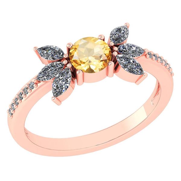 Certified 1.11 Ctw Citrine And Diamond 14k Rose Gold Ha