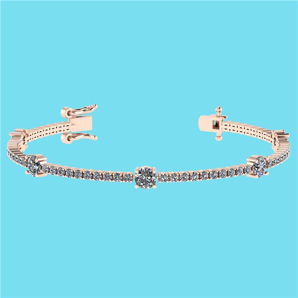 Certified 2.10 Ctw SI2/I1 Diamond 14K Rose Gold Bracele