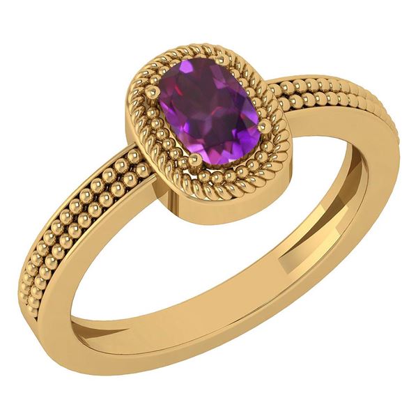Certified 1.50 Ctw Amethyst 14K Yellow Gold Solitaire R