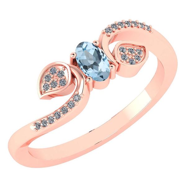 Certified 0.28 CTW Aquamarine And Diamond 14k Rose Gold