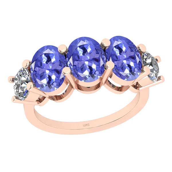 Certified 1.90 Ctw I2/I3 Tanzanite And Diamond 14K Rose