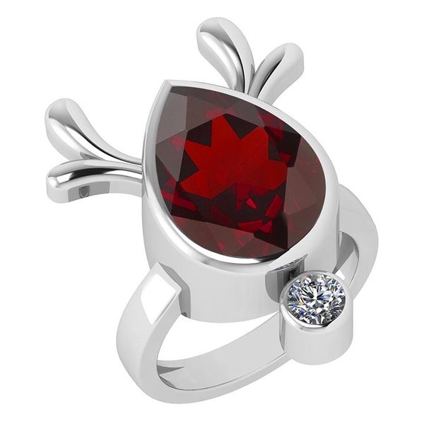 Certified 5.75 Ctw Garnet And Diamond VS/SI1 Ring 14K W