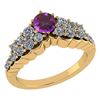 Image 1 : Certified 0.95 Ctw Amethyst And Diamond VS/SI1 Halo Rin