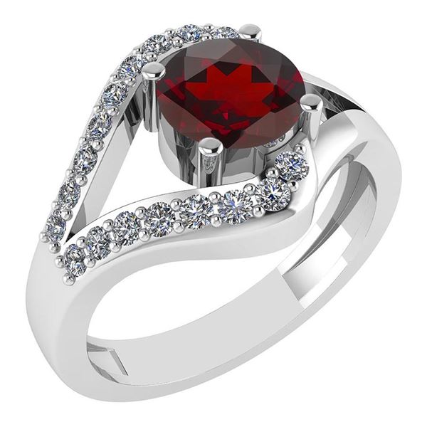 Certified 1.07 Ctw Garnet And Diamond VS/SI1 Halo Ring